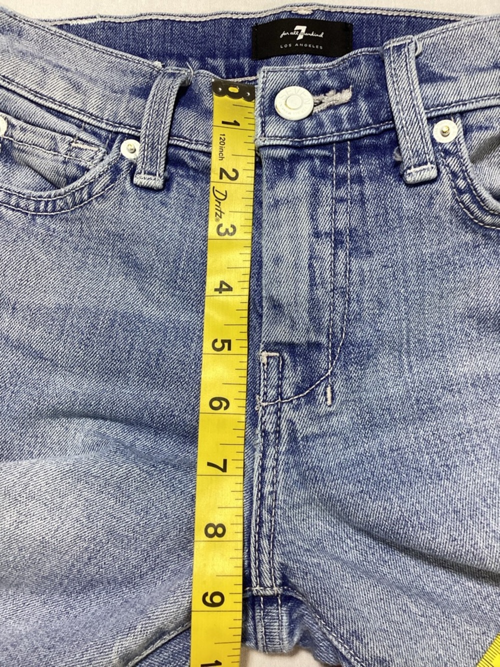 7 For All Mankind Tailorless Dojo Light Blue Flare Jeans - Picture 10 of 15